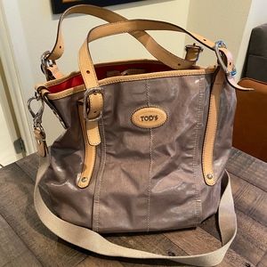 TOD’S G-Line Fabric & Leather Crossbody Tote Bag